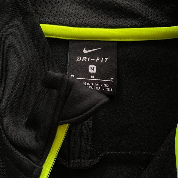 Nike Dri-Fit  Black and Neon half zip Pullover Size M - Picture 2 of 9